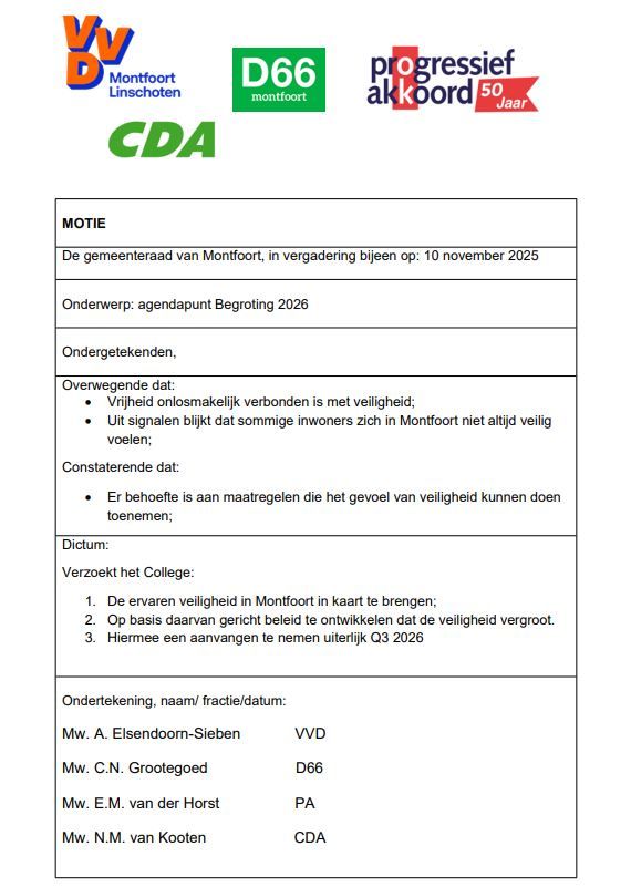 motie ervaren veiligheid